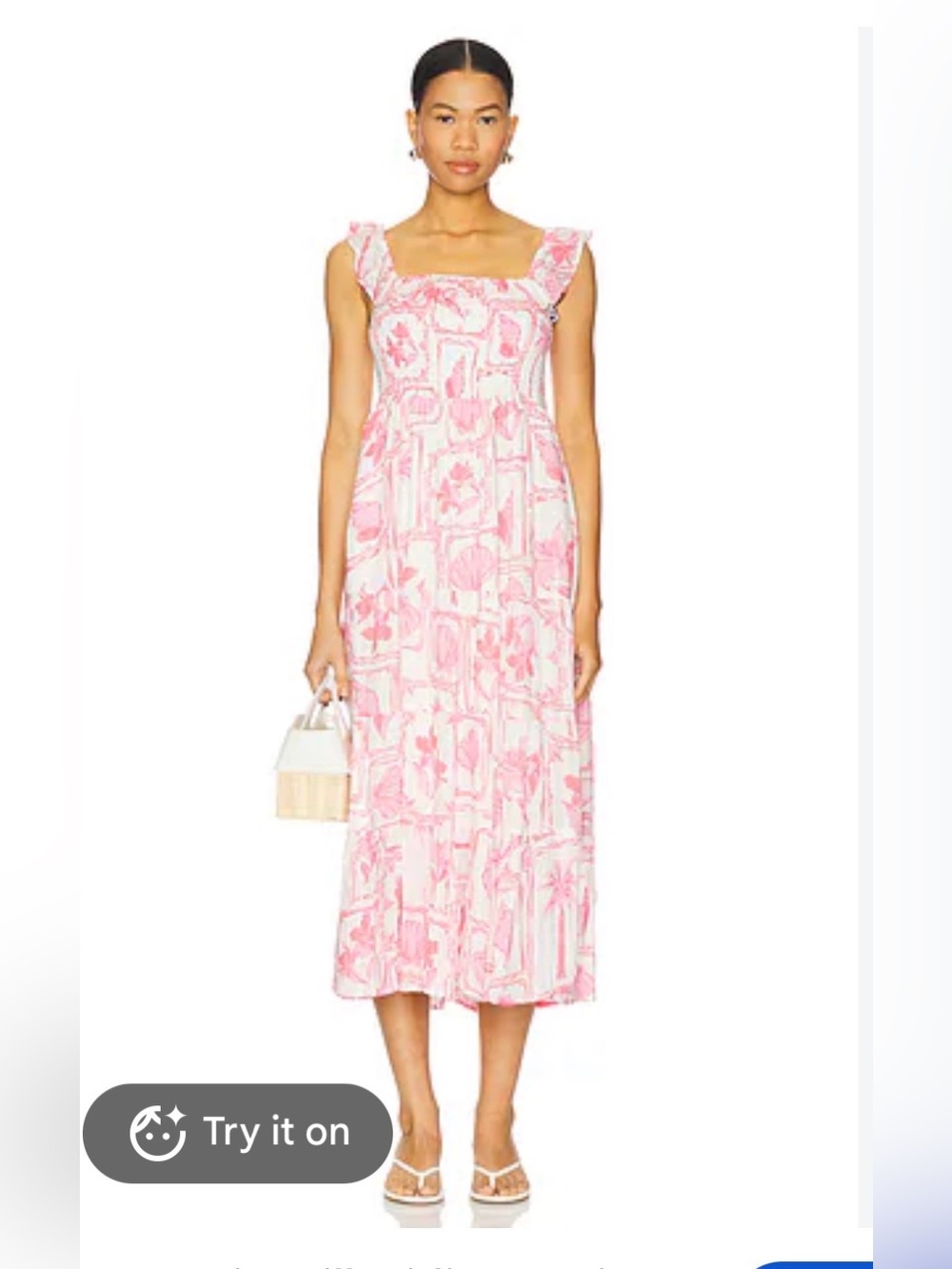 Mink Pink Bria Frill Midi Dress Shell Print